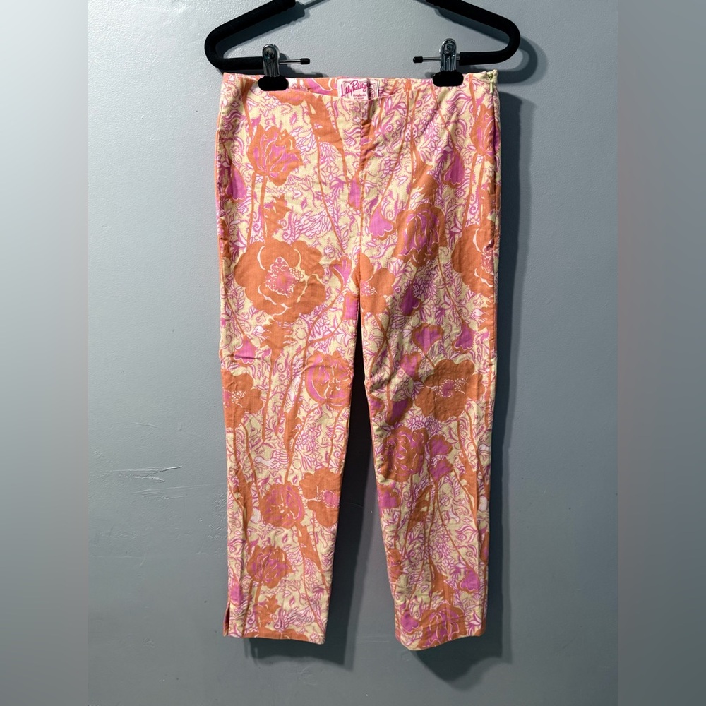 Lilly Pulitzer Originals Resort Wear Pink Orange Floral Chino Pants Womens 0
